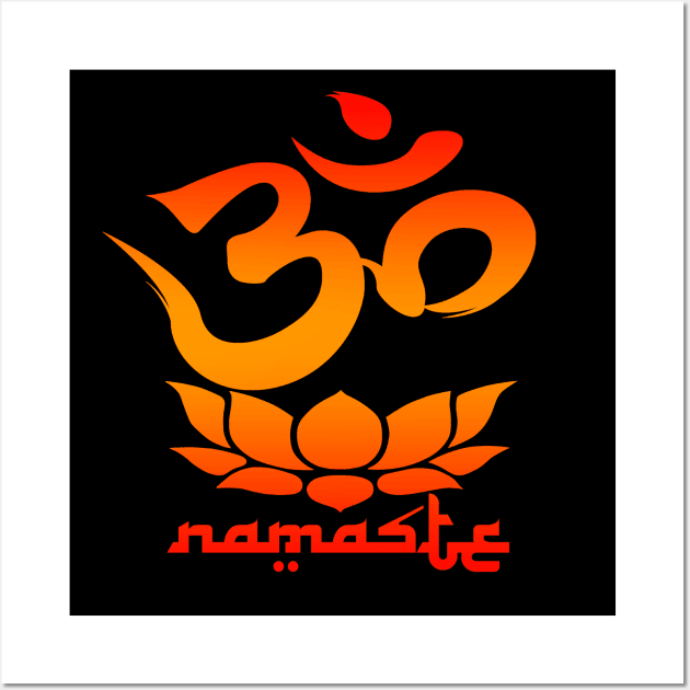 Namaste Symbol with Lotus Flower Wall Art by robotface